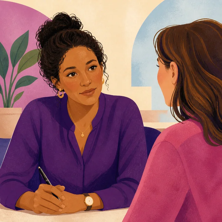 An employee discussing caring responsibilities with a supportive manager