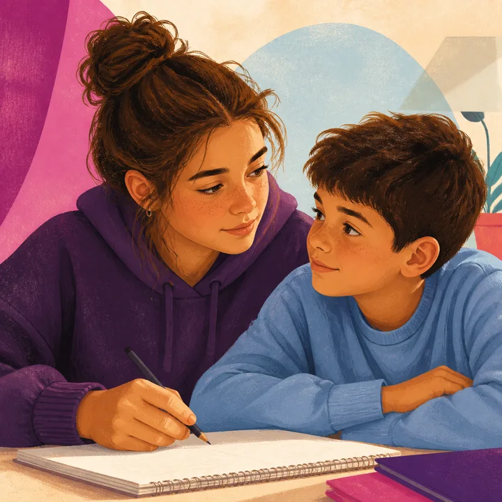 A young carer receiving support with school and caring responsibilities
